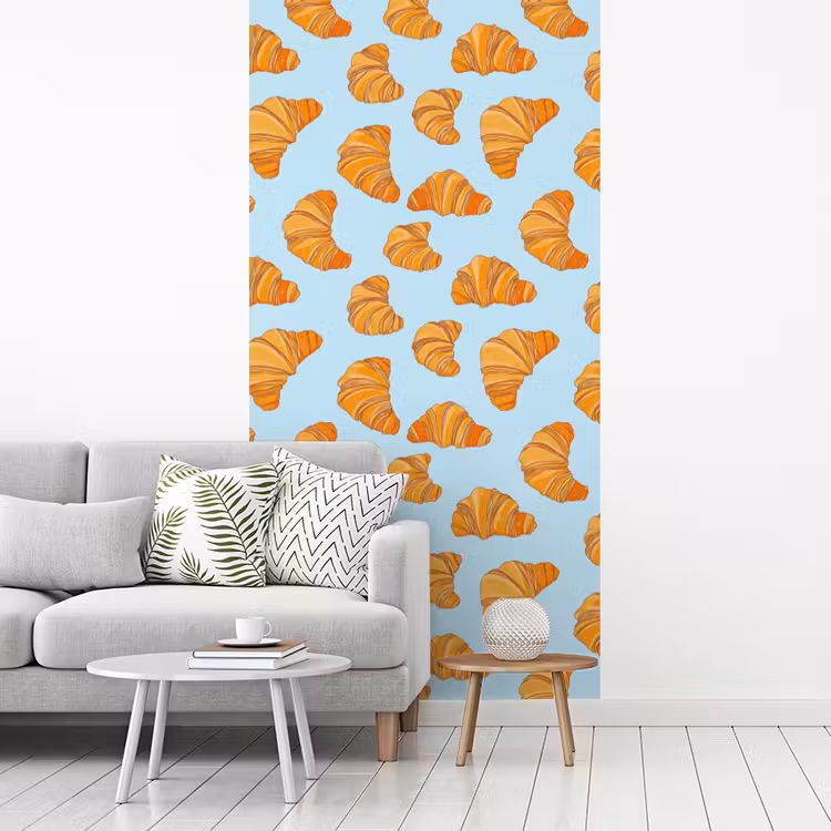 Croissant - Speels - Blauw fotobehang vinyl groot 64 -woonkamer