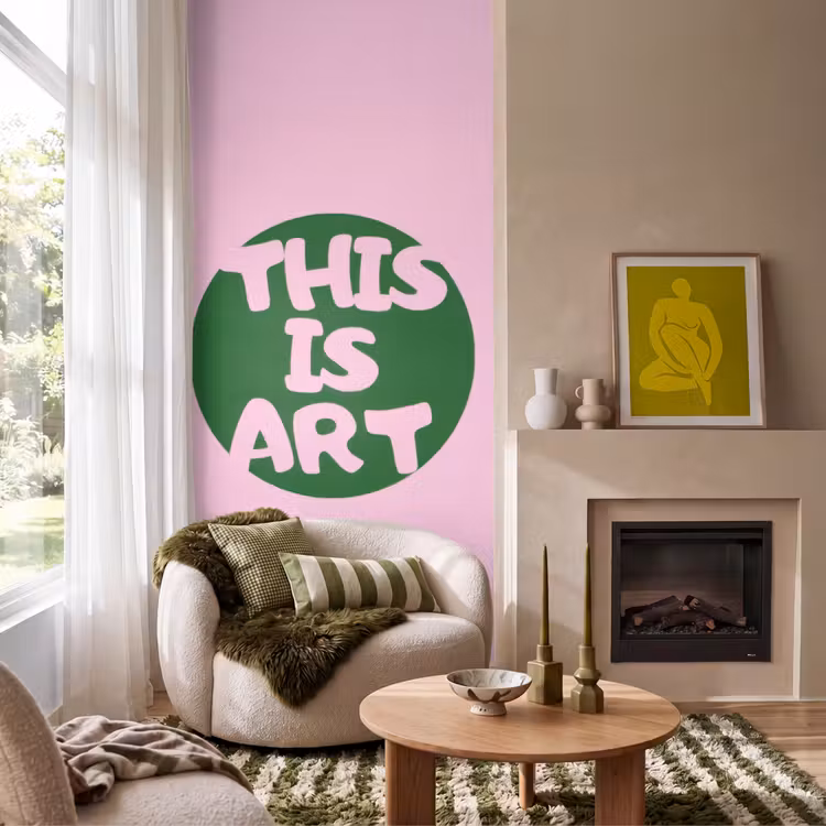 This is art - Tekst - Cirkel - Groen Behang Vlies klein -sfeer2