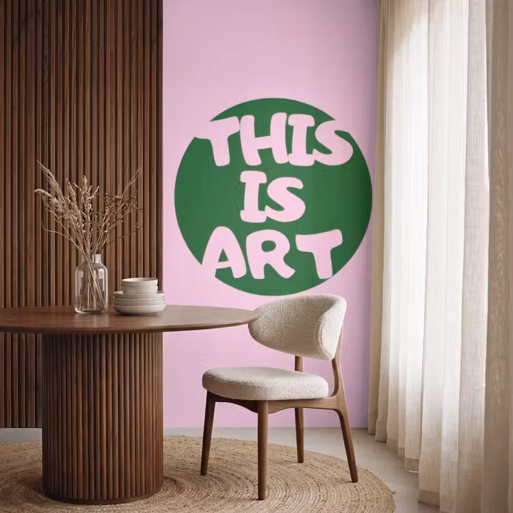 This is art - Tekst - Cirkel - Groen Behang Vlies klein -sfeer1