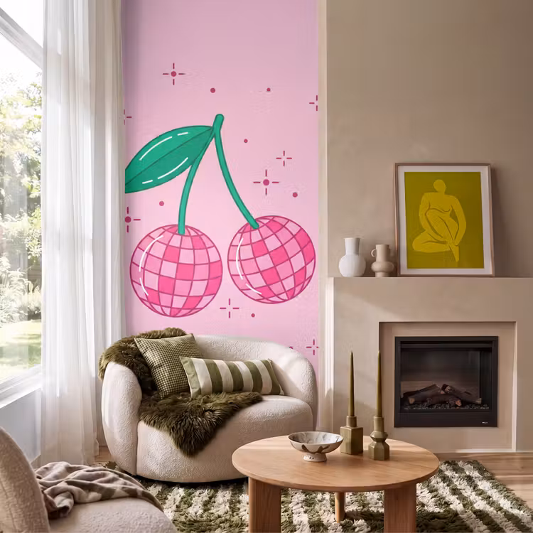Decoratie - Disco-bal - Feest - Roze Behang Vlies klein -sfeer2
