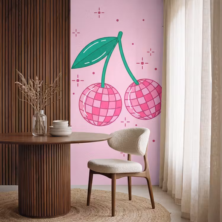 Decoratie - Disco-bal - Feest - Roze Behang Vlies klein -sfeer1