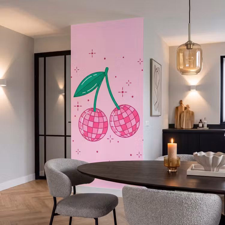 Decoratie - Disco-bal - Feest - Roze Behang Vlies klein -sfeer3
