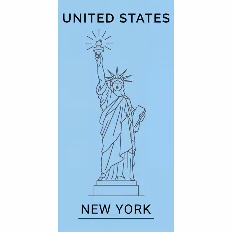 Monument - Vrijheidsbeeld - New York - Minimalistisch - Blauw Behang Vlies klein -3d_website