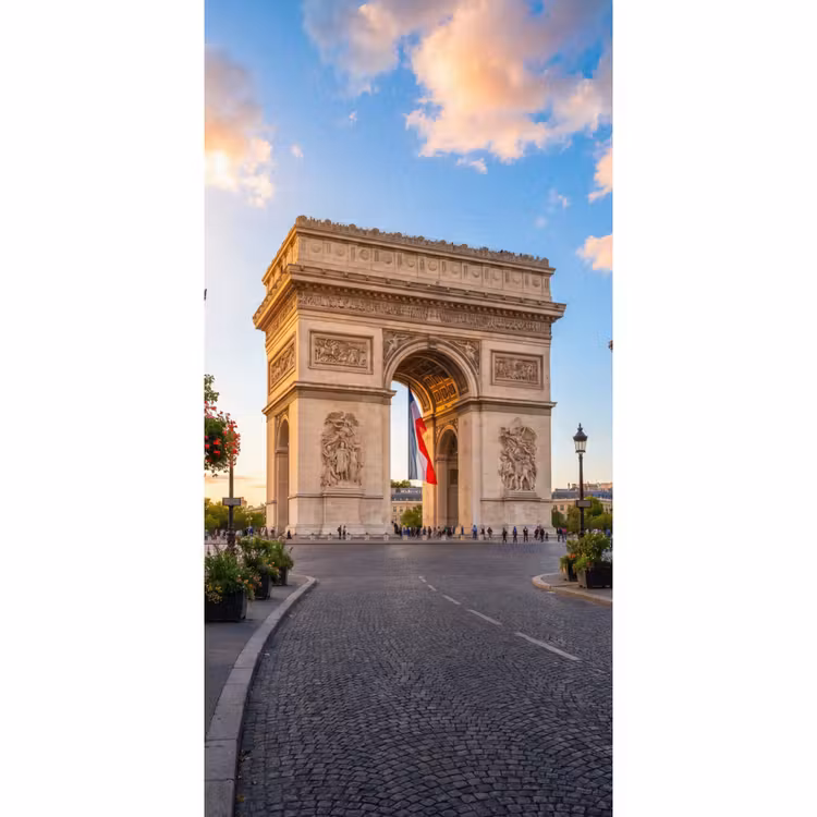 Monument - Parijs - Zonsondergang - Architectuur - Goud Behang Vlies klein -3d_website