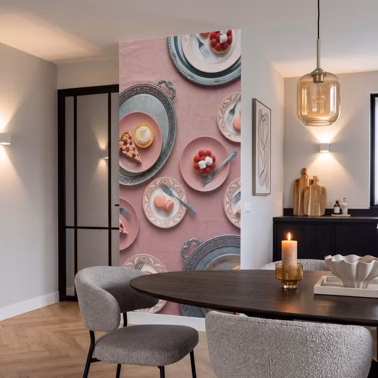 Tapete - Dessert – Torte – Gebäck – Süßes – Rosa - Dessert - Taart - Gebak - Zoet - Roze Behang Vlies klein