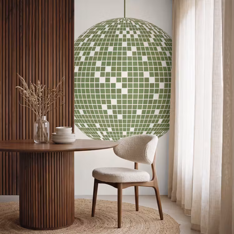 Disco - Bal - Groen - Abstract - Modern Behang Vlies klein -sfeer1