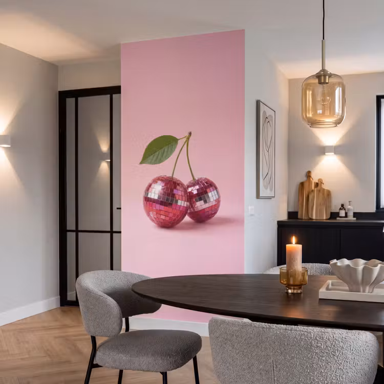 Disco - Kersen - Roze Behang Vlies klein -sfeer3