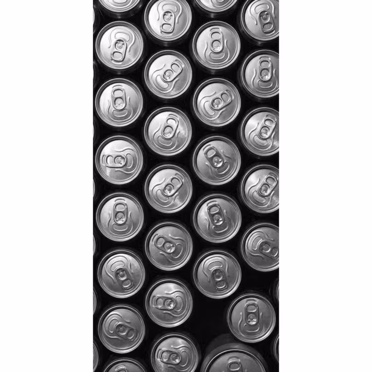 Tapete - Dosen – Aluminium – Muster – Industrieller Stil – Silber - Blikjes - Aluminium - Patroon - Industrieel - Zilver Behang Vlies klein