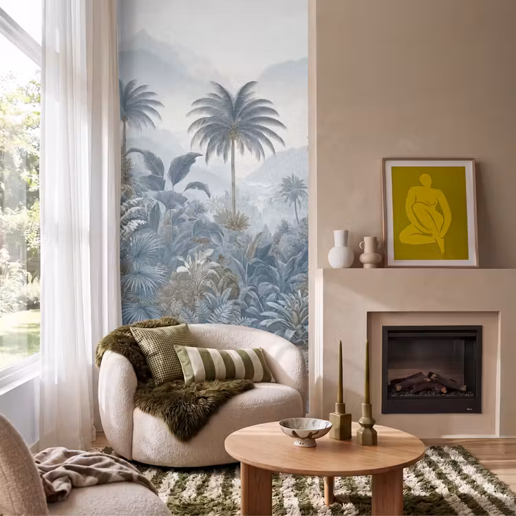 Jungle - Landschap - Blauw Behang Vlies klein -sfeer2