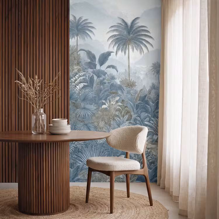 Jungle - Landschap - Blauw Behang Vlies klein -sfeer1