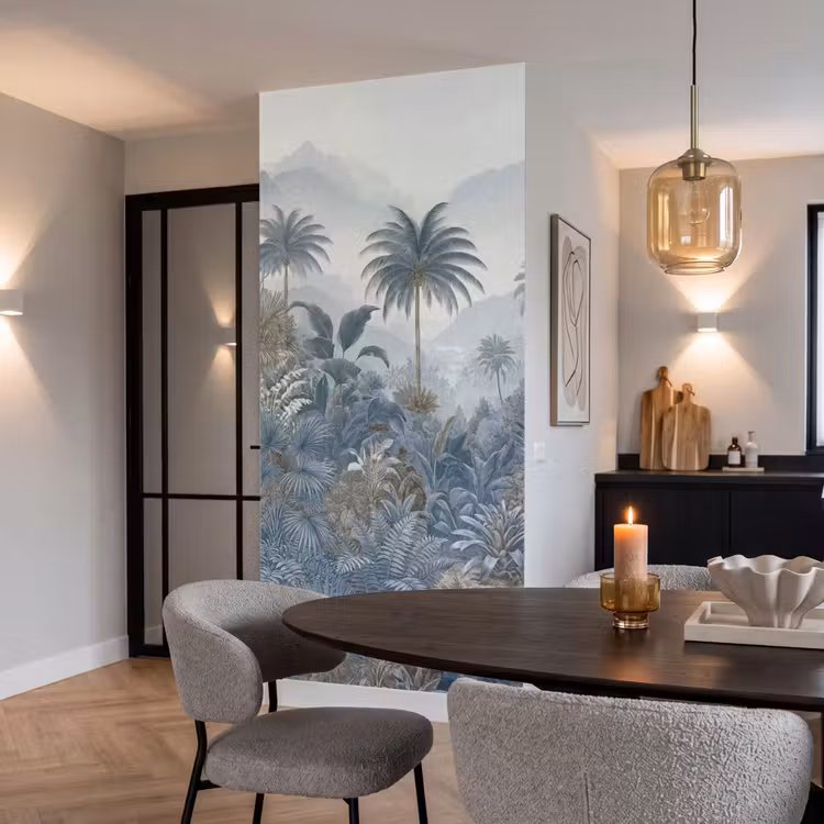 Jungle - Landschap - Blauw Behang Vlies klein -sfeer3