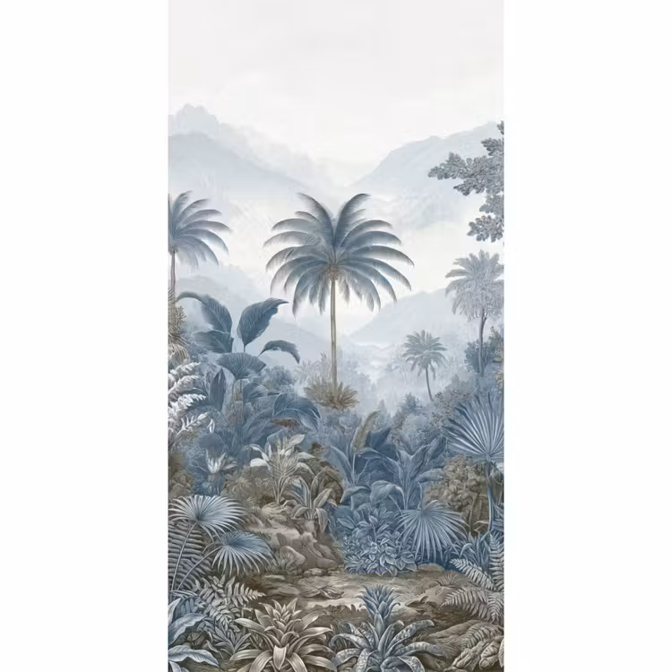 Jungle - Modern - Blauw - Groen Behang Vlies klein -3d_website