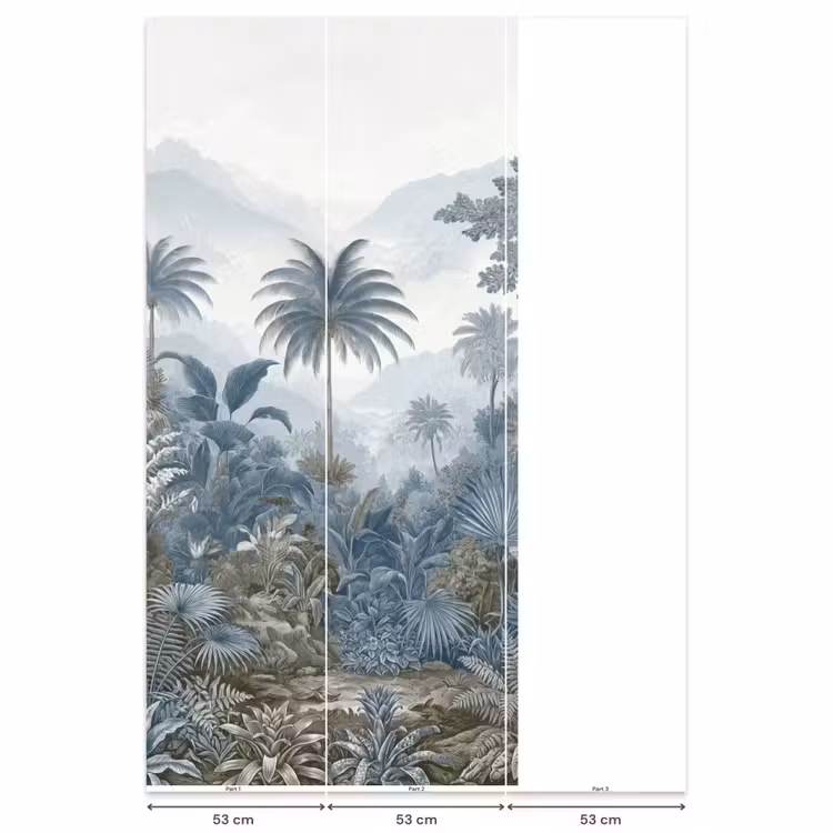 Jungle - Modern - Blauw - Groen Behang Vlies klein -USP_banen