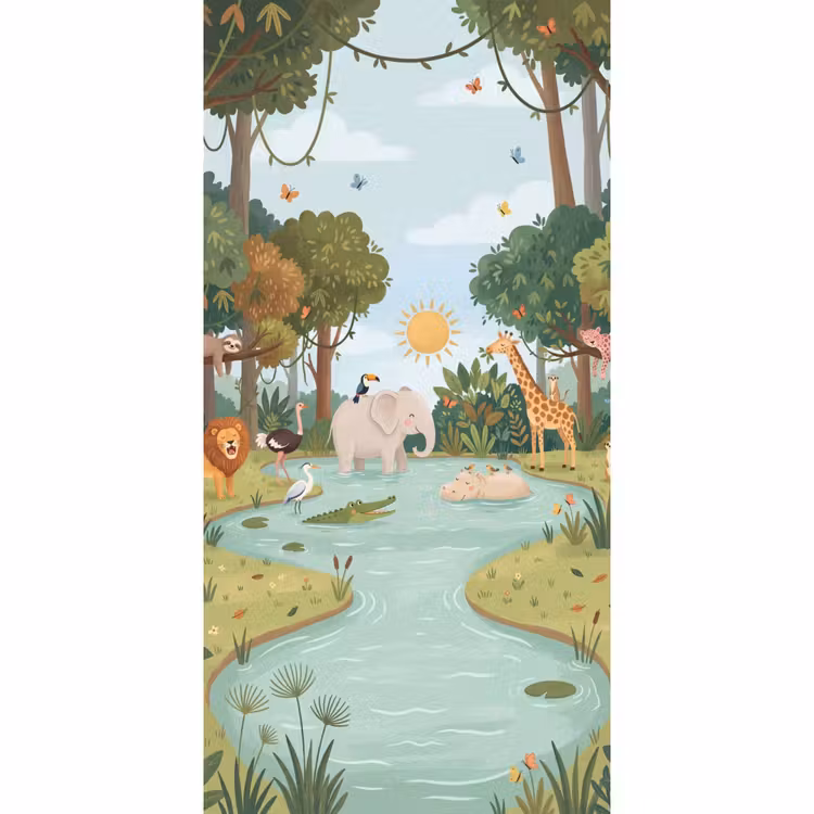 Jungle - Oase - Dieren - Kleurrijk Behang Vlies klein -3d_website
