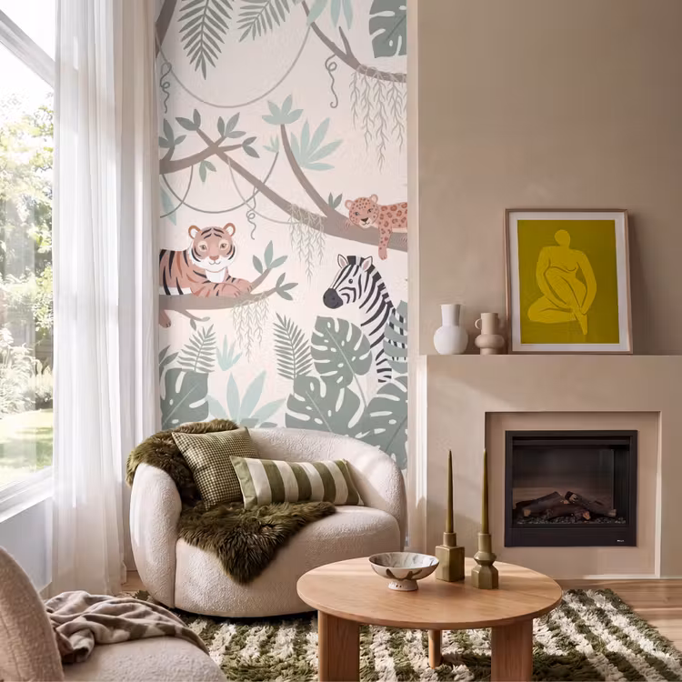 Jungle - Rustiek - Pastel Behang Vlies klein -sfeer2