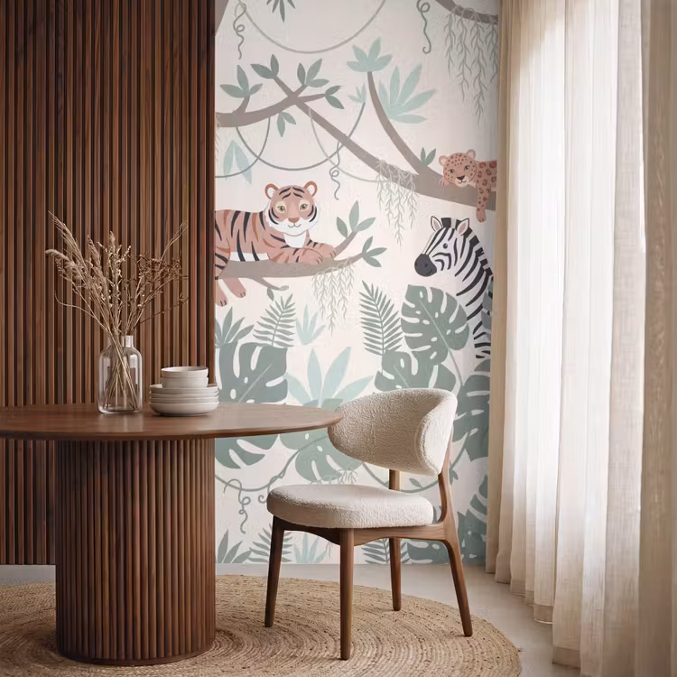 Jungle - Rustiek - Pastel Behang Vlies klein -sfeer1