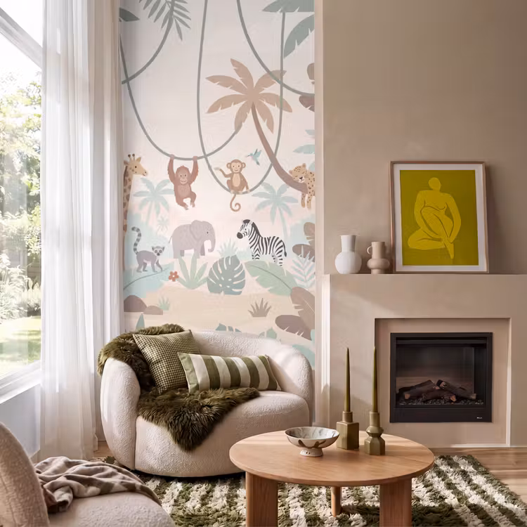 Jungle - Dieren - Groen Behang Vlies klein -sfeer2