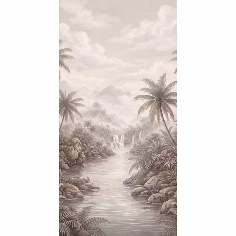 Jungle - Watervallen - Tropisch - Illustratie Behang Vlies klein -3d_website