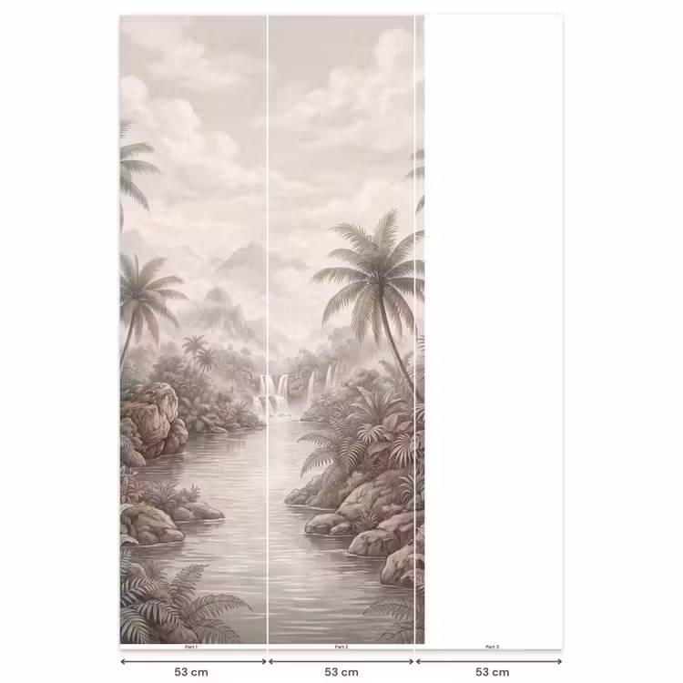 Jungle - Watervallen - Tropisch - Illustratie Behang Vlies klein -USP_banen