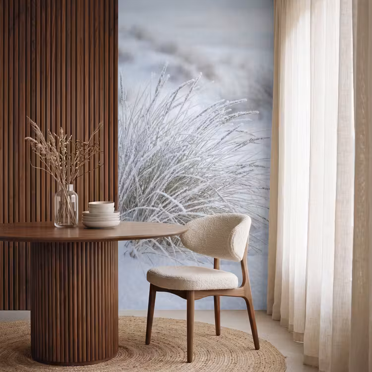 Duinen - Sneeuw - Strand - Winter - Serene Behang Vlies klein -sfeer1