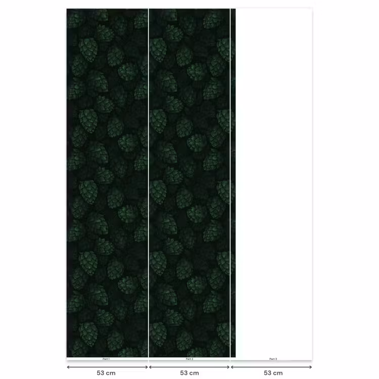 Donker - Groen - Hopbellen - Botanisch - Illustratie Behang Vlies klein 1076 -USP_banen