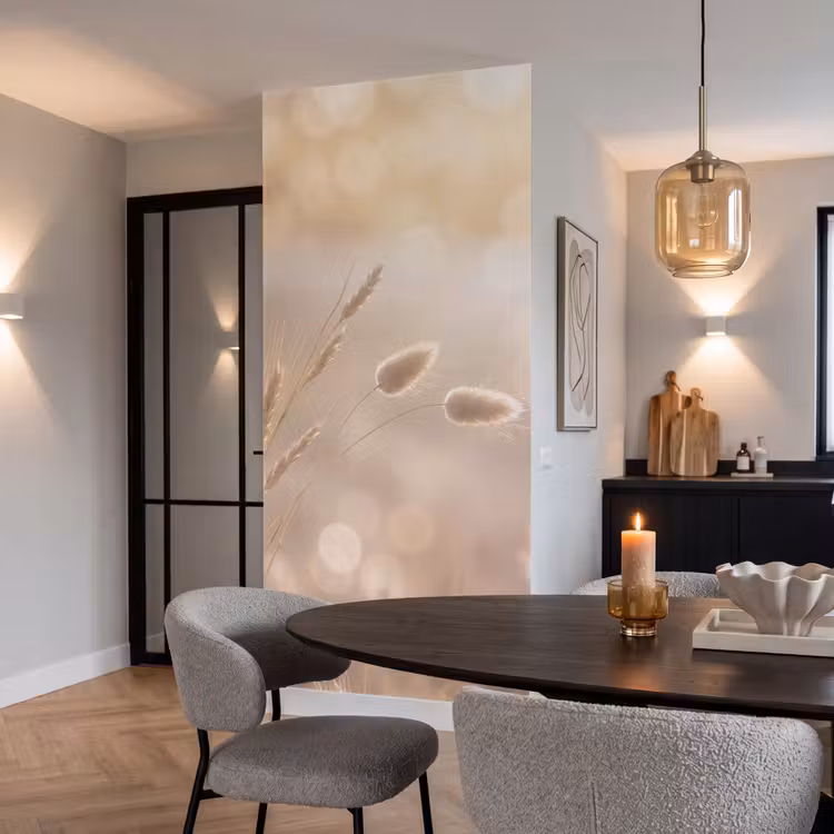 Hazestaartgras - Graanharen - Zonlicht Behang Vlies klein -sfeer3
