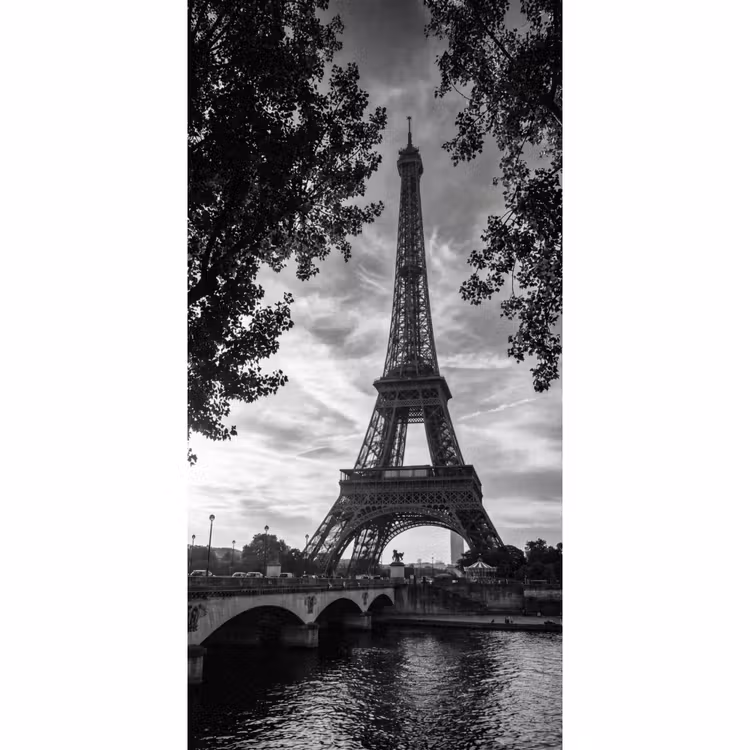 Eiffeltoren - Parijs - Rivier - Architectuur - Zwart-wit Behang Vlies klein -3d_website