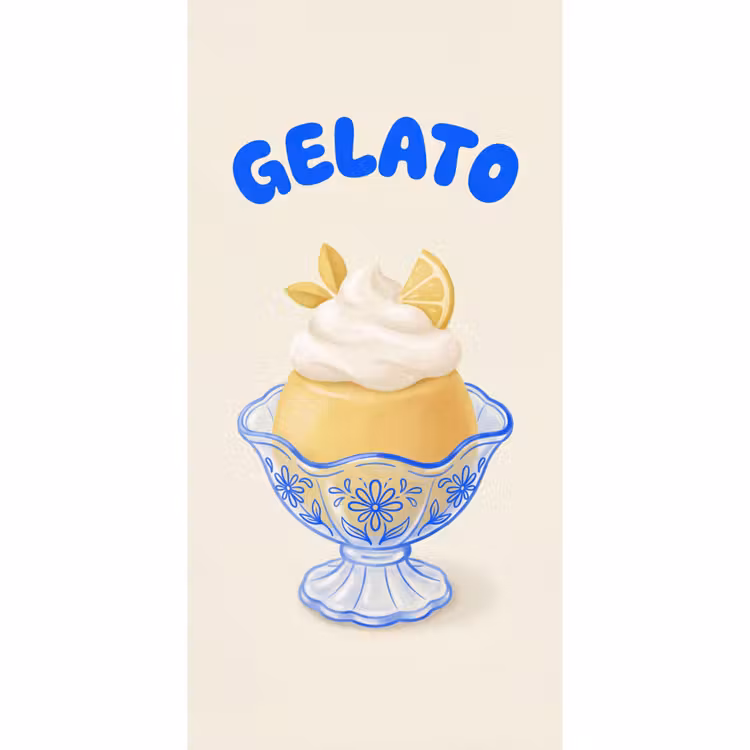 IJs - Citroen - Illustratie - Geel - Dessert Behang Vlies klein -3d_website