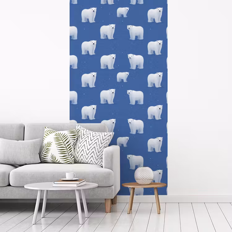 IJsbeer - Patroon - Blauw fotobehang vinyl groot 64 -woonkamer