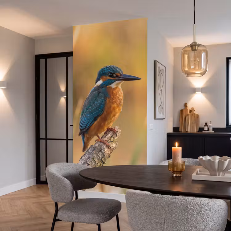 IJsvogel - Tak - Water - Kleurrijk - Levendig Behang Vlies klein -sfeer3