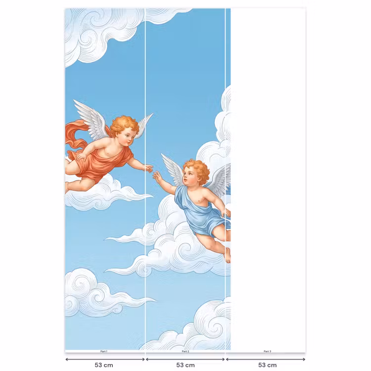 Engel - Vliegend - Klassiek - Blauw Behang Vlies klein -USP_banen