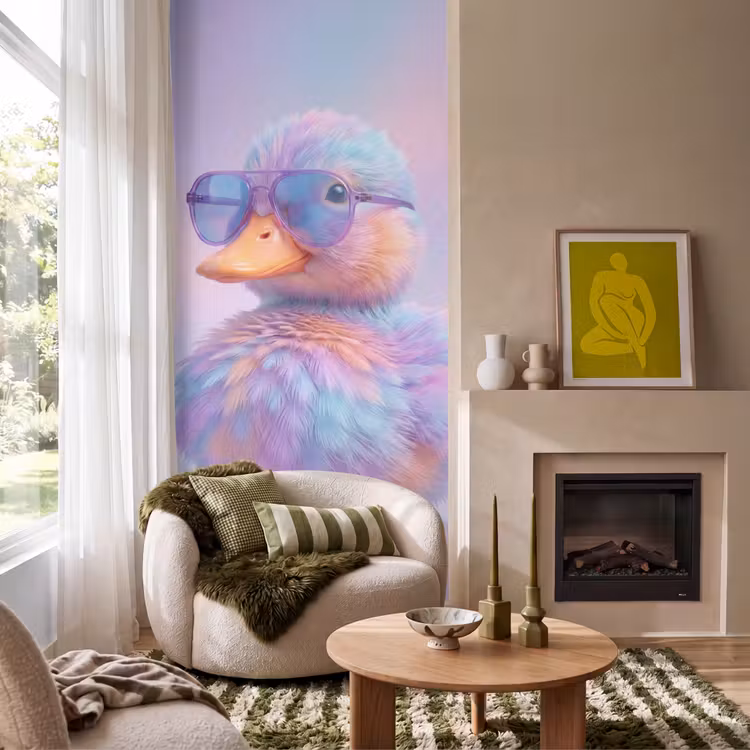 Eend - bril - Pastel Behang Vlies klein -sfeer2