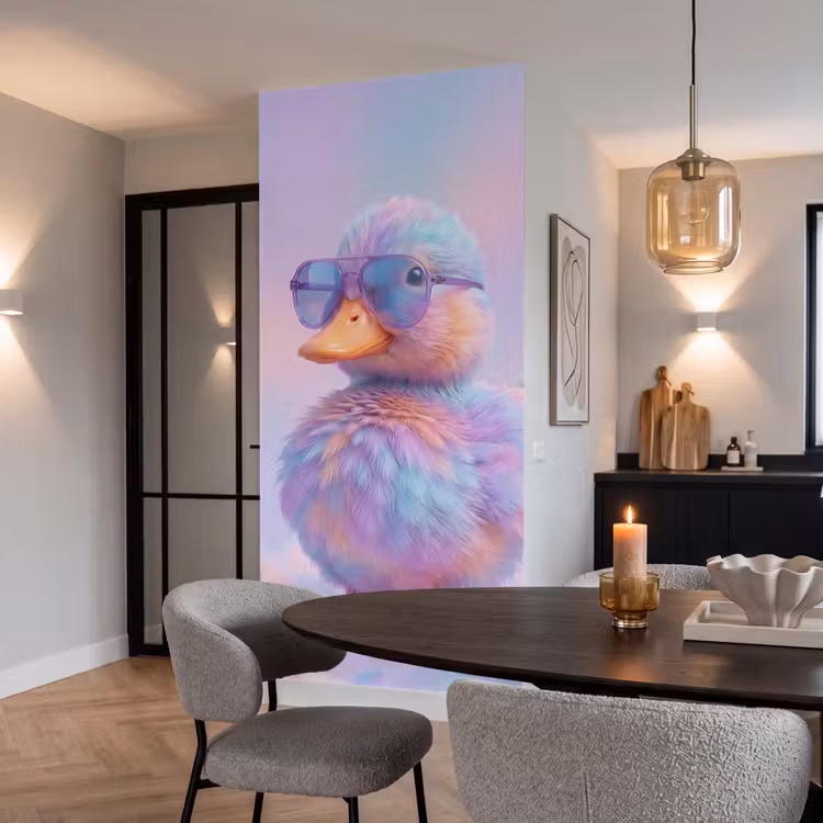 Eend - bril - Pastel Behang Vlies klein -sfeer3
