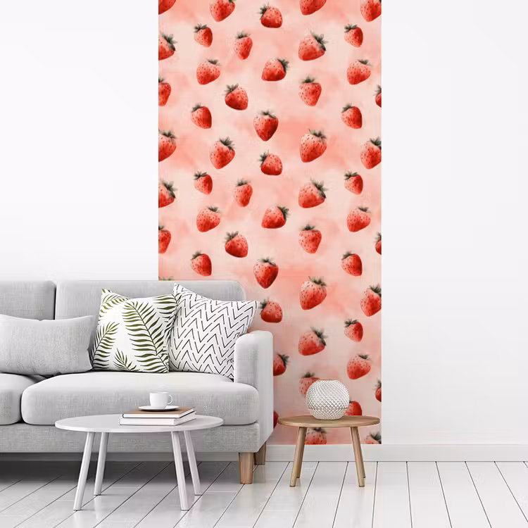 Aardbei - Patroon - Roze fotobehang vinyl groot 64 -woonkamer