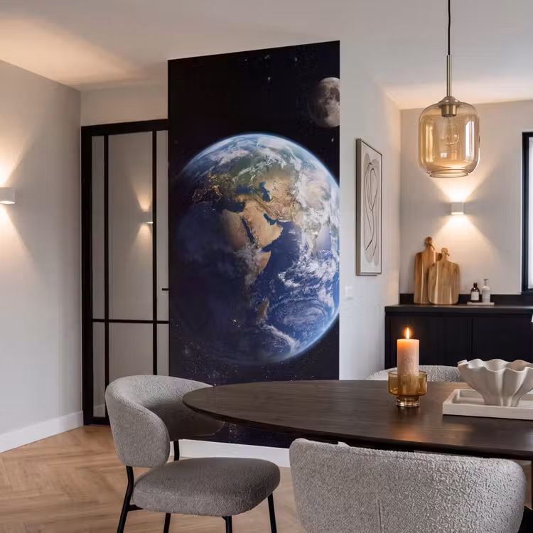 Aarde - Ruimte - Blauw - Groen Behang Vlies klein -sfeer3