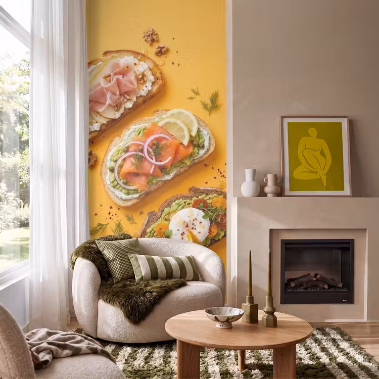 Tapete - Essen – Brot – Frühstück – Modern – Farbenfroh - Eten - Brood - Ontbijt - Modern - Kleurrijk Behang Vlies klein