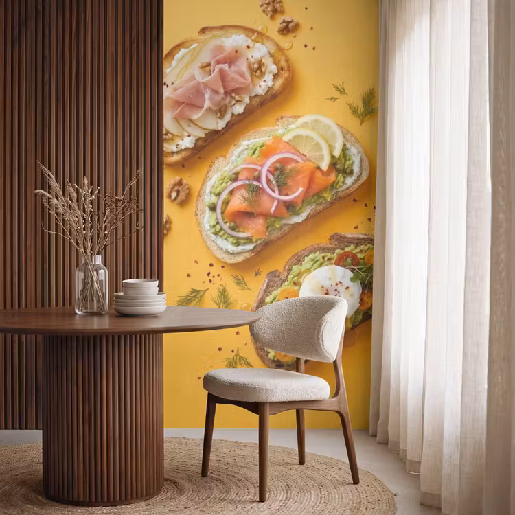 Tapete - Essen – Brot – Frühstück – Modern – Farbenfroh - Eten - Brood - Ontbijt - Modern - Kleurrijk Behang Vlies klein