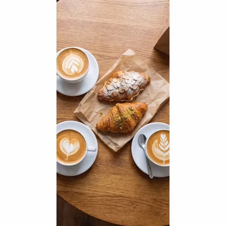 Tapete - Essen – Croissant – Kaffee – Frühstück – Modern - Eten - Croissant - Koffie - Ontbijt - Modern Behang Vlies klein
