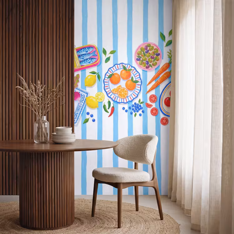 Tapete - Essen – Frisch – Illustration - Eten - Vers - Illustratie Behang Vlies klein