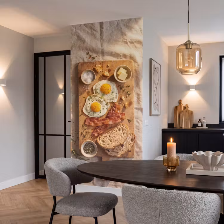 Tapete - Essen – Frühstück – Holz – Rustikal – Gelb - Eten - Ontbijt - Hout - Rustiek - Geel Behang Vlies klein