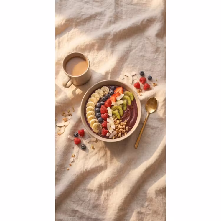 Tapete - Essen – Frühstücksschüssel – Obst – Gesund – Bunt - Eten - Ontbijtkom - Fruit - Gezond - Kleurrijk Behang Vlies klein
