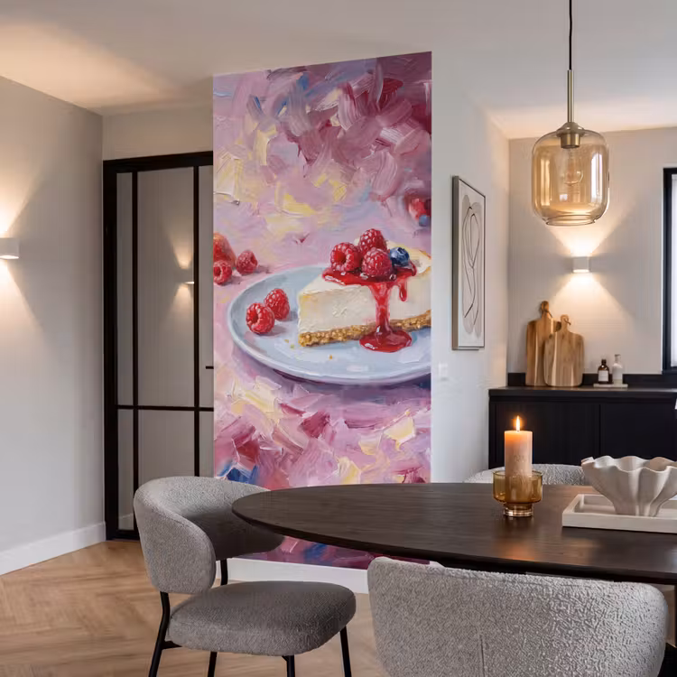 Tapete - Essen – Käsekuchen – Beeren – Abstrakt – Rosa - Eten - Cheesecake - Bessen - Abstract - Roze Behang Vlies klein