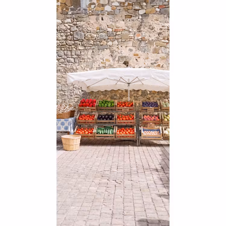 Tapete - Essen – Markt – Frisch - Eten - Markt - Vers Behang Vlies klein