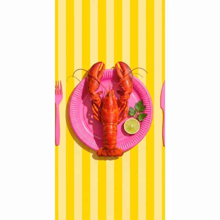 Tapete - Essen – Rosa – Gelb – Modern – Kulinarisch - Eten - Roze - Geel - Modern - Culinaire Behang Vlies klein
