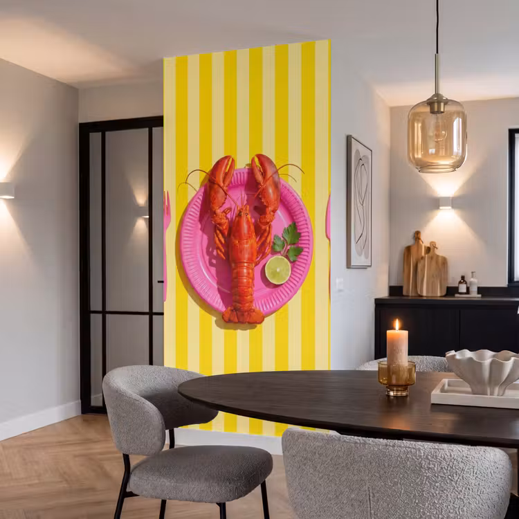 Tapete - Essen – Rosa – Gelb – Modern – Kulinarisch - Eten - Roze - Geel - Modern - Culinaire Behang Vlies klein