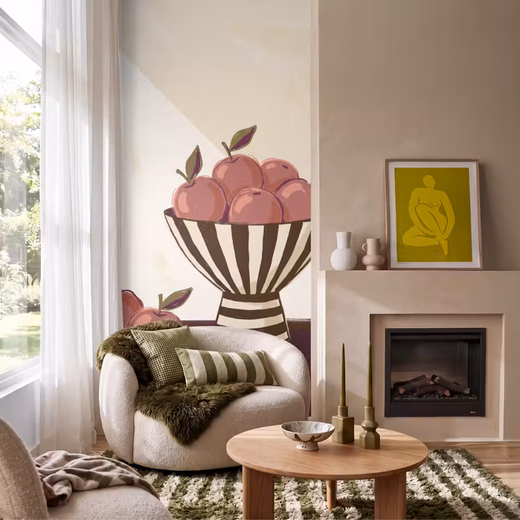 Eten - Schaal - Stilleven - Modern - Rood Behang Vlies klein -sfeer2