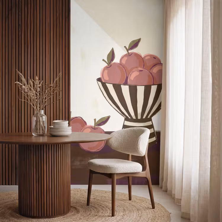 Eten - Schaal - Stilleven - Modern - Rood Behang Vlies klein -sfeer1