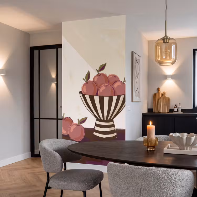 Eten - Schaal - Stilleven - Modern - Rood Behang Vlies klein -sfeer3