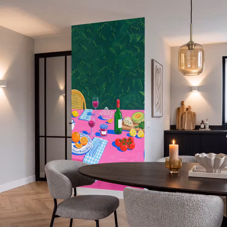 Tapete - Essen – Tisch – Illustration - Eten - Tafel - Illustratie Behang Vlies klein