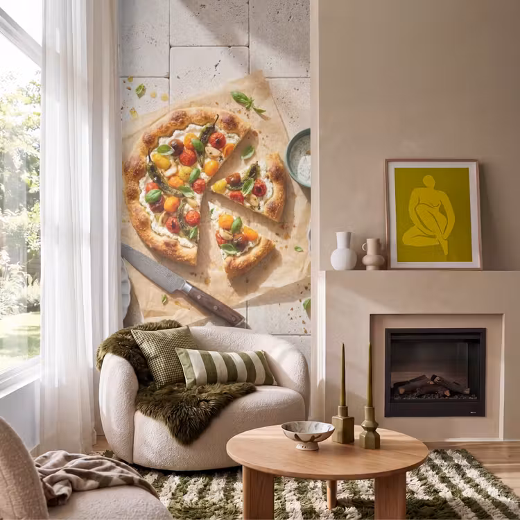 Tapete - Essen – Tomaten – Basilikum – Mahlzeit – Frisch - Eten - Tomaten - Basilicum - Maaltijd - Vers Behang Vlies klein